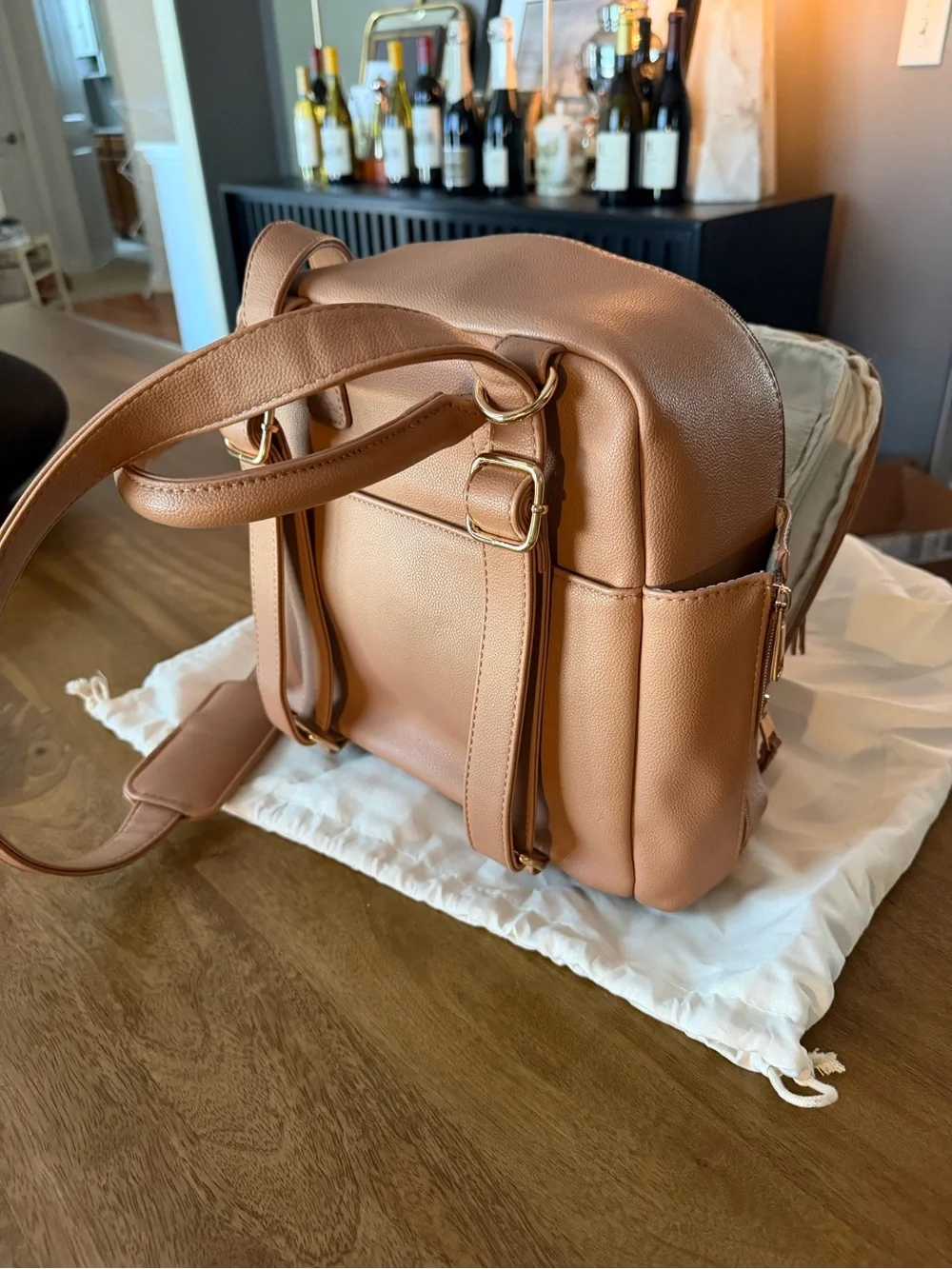 ayla & co Tan Baby Bag Backpack - Convertible Crossbody